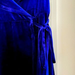 Torrid blue velvet faux wrap dress